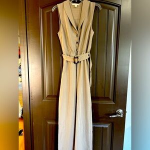 Khaki/Beige jumpsuit with stripes